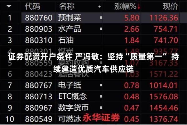 证券配资开户条件 严冯敏：坚持“质量第一” 持续建造优质汽车供应链