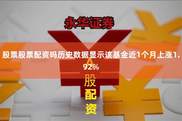 股票股票配资吗历史数据显示该基金近1个月上涨1.92%